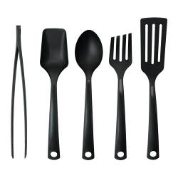black plastic spoons
